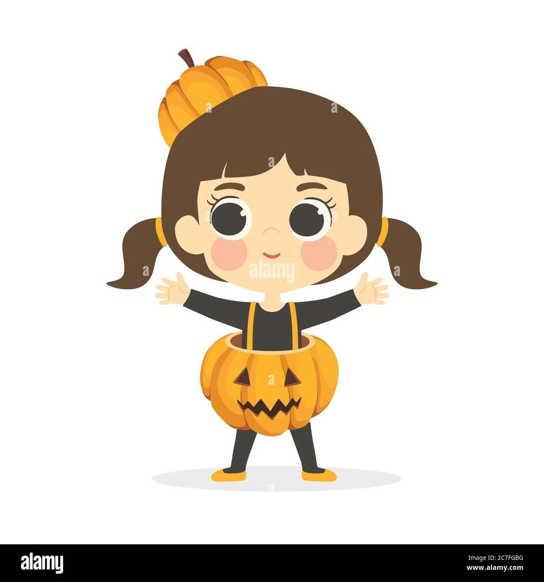 Costume d'Halloween mignon citrouille Jack O Lantern pour fille puzzle en ligne