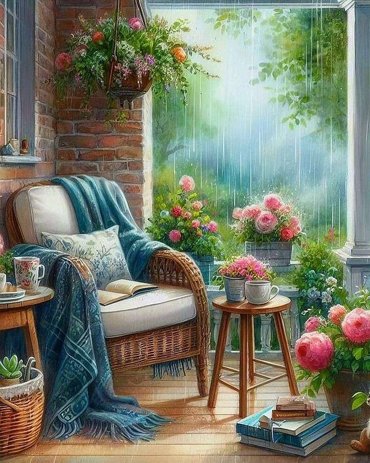 Rainy day on the porch jigsaw puzzle online