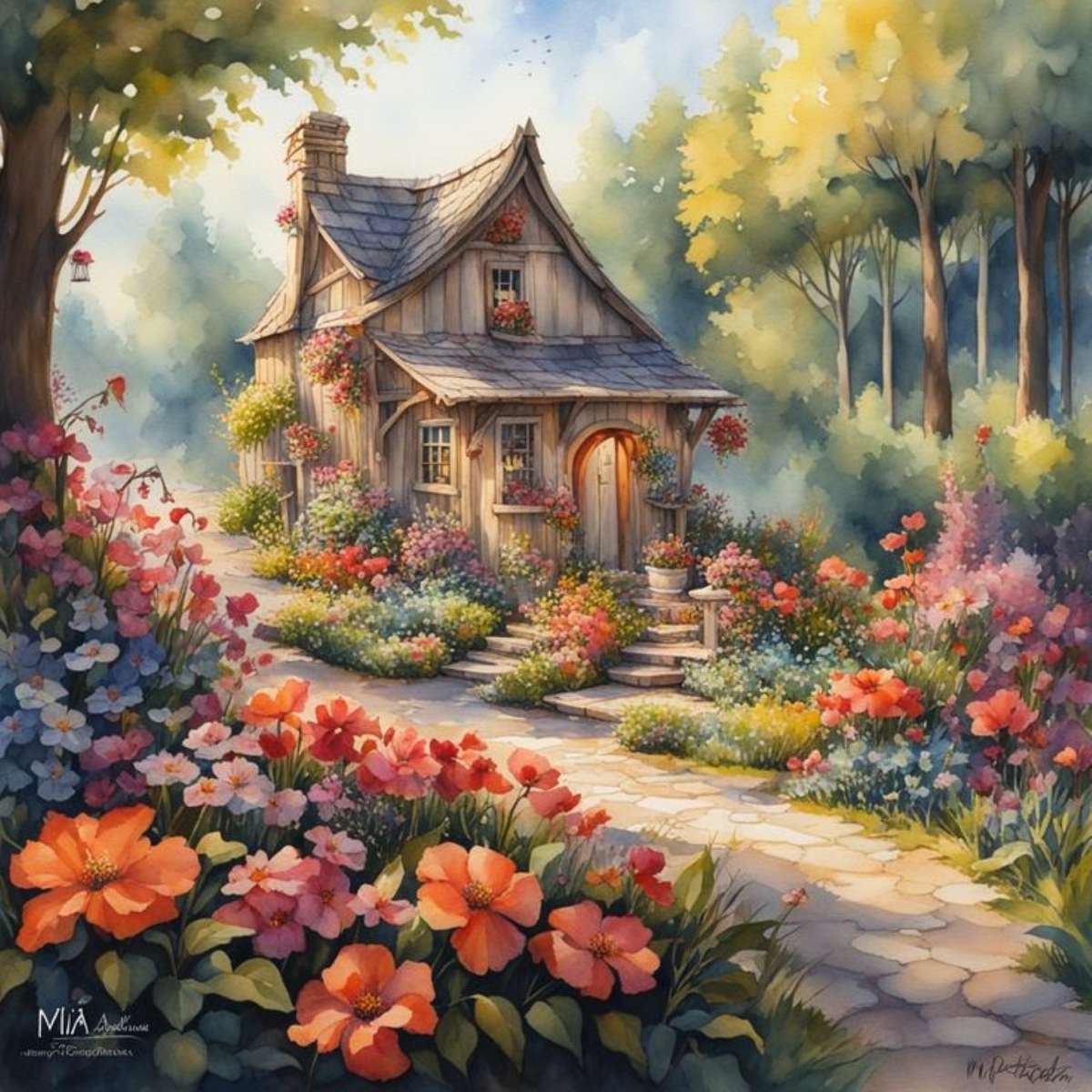 flowery house and garden jigsaw puzzle online