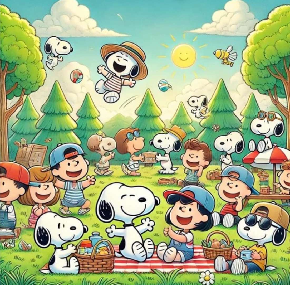 Snoopy gets together with friends jigsaw puzzle online