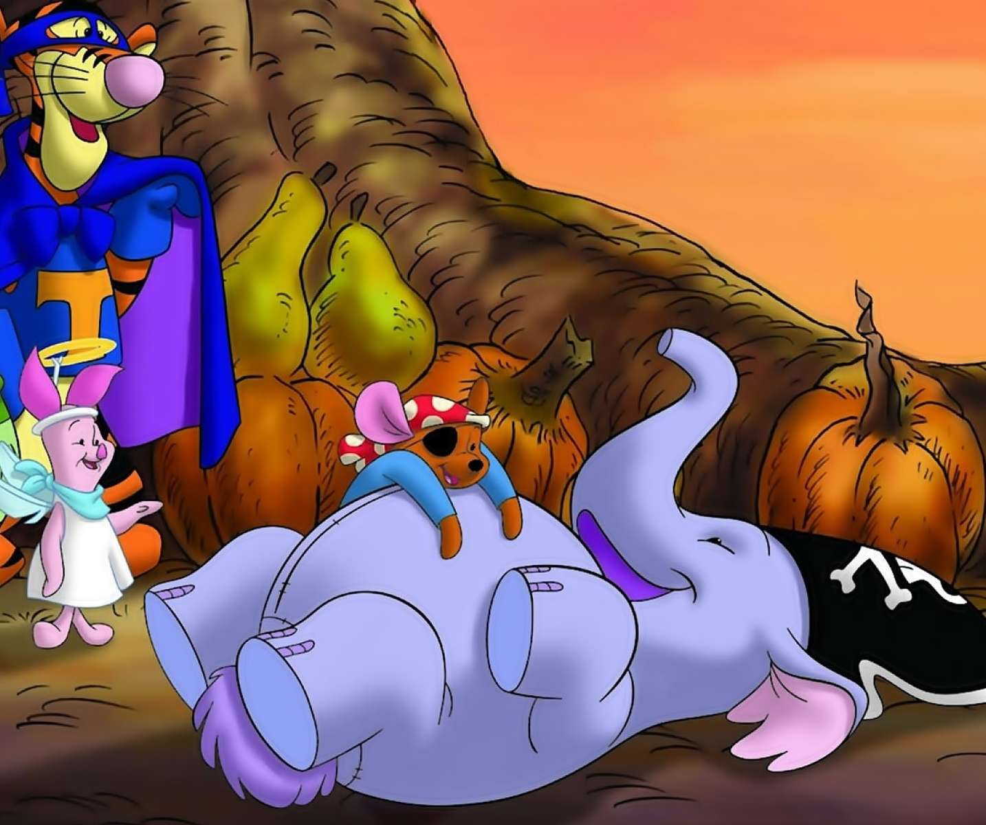 Halloween. Medvídek Pú a Heffalumps skládačky online