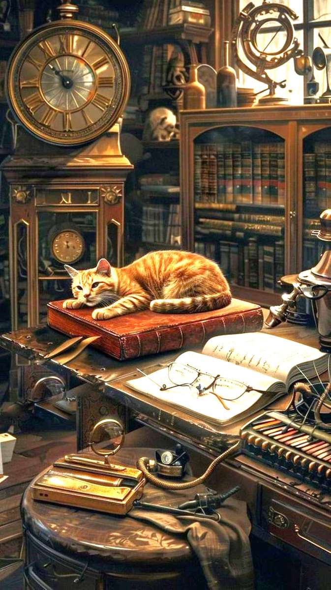 gatto tra gli oggetti d'antiquariato puzzle online