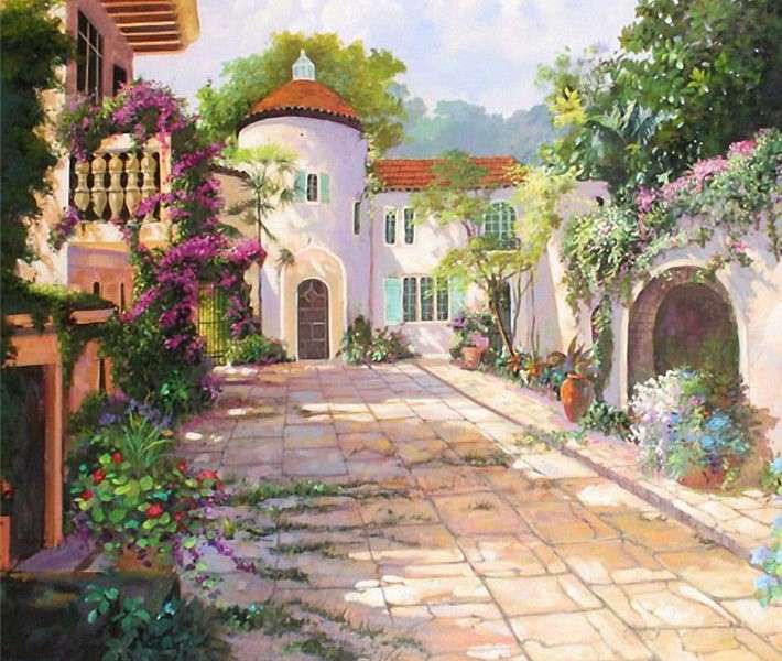 A flowery street jigsaw puzzle online