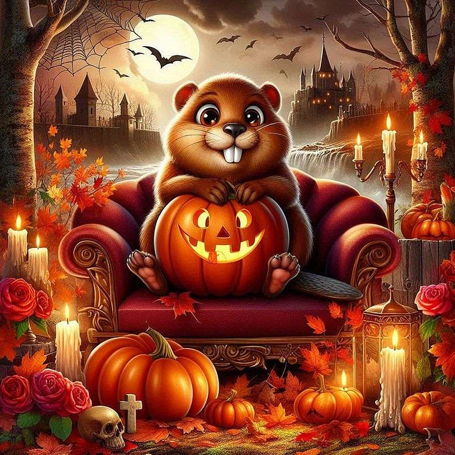 Castor d'Halloween puzzle en ligne