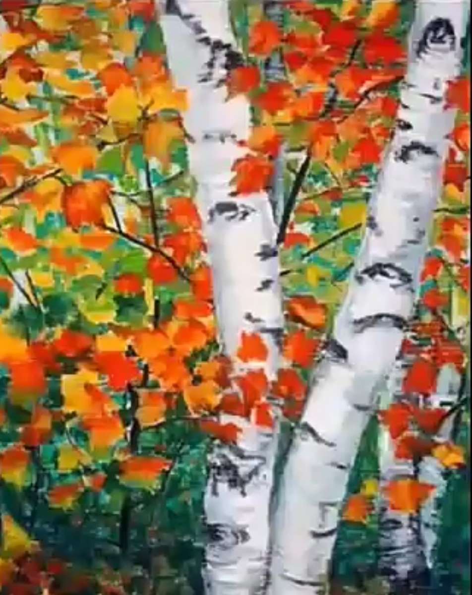 colorful birches in the forest online puzzle