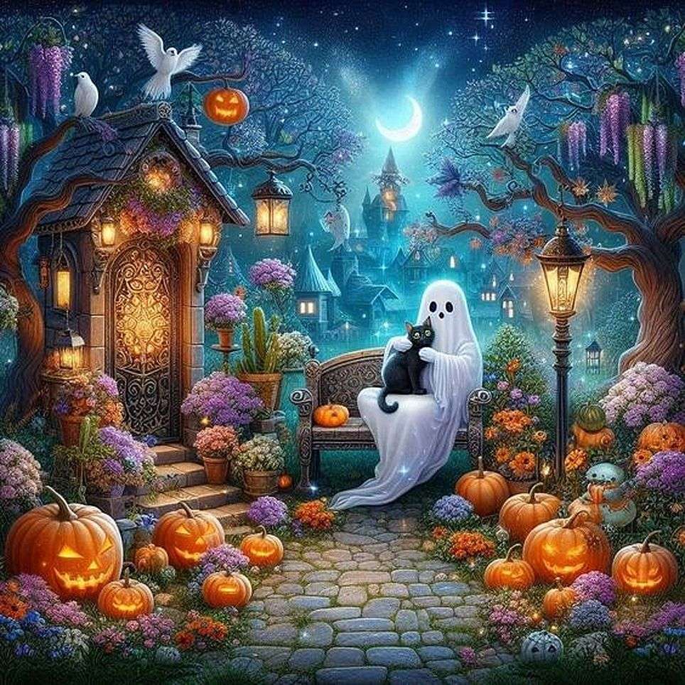 Cena fofa de Halloween puzzle online