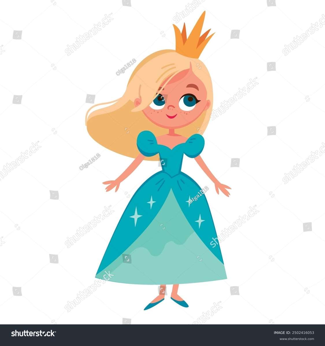 Cute princess. Children's vector characters. Cute jigsaw puzzle online