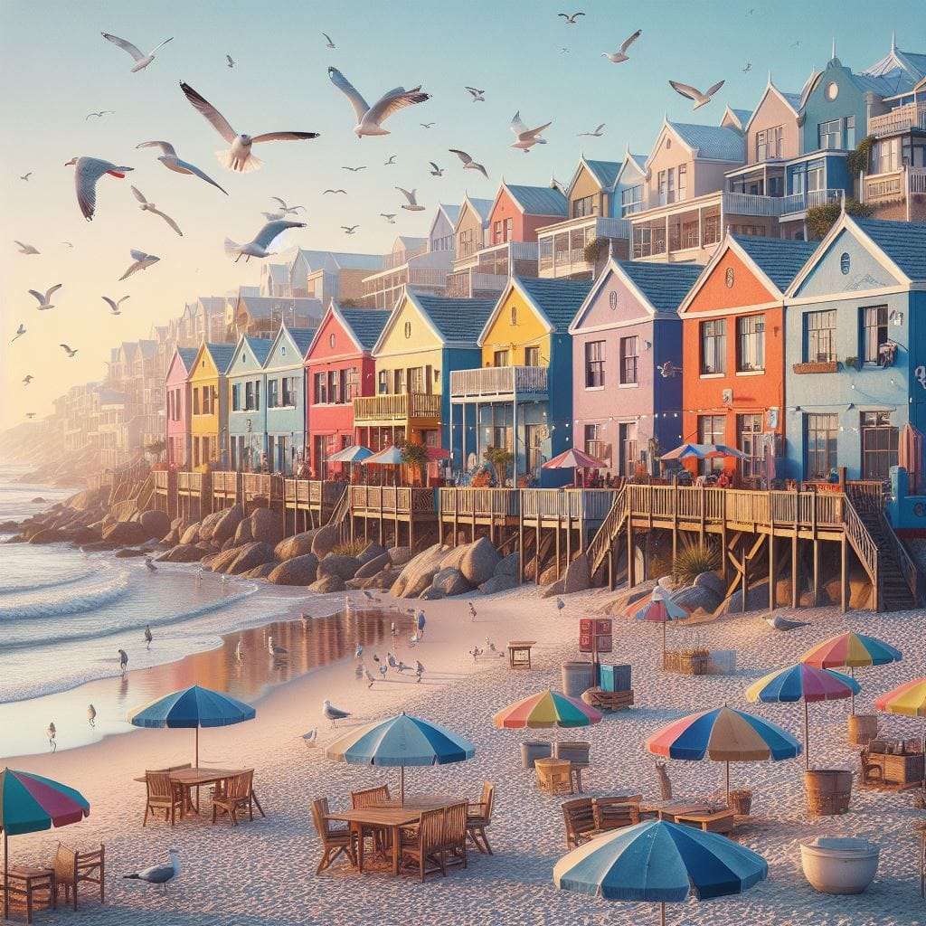 Maisons de plage colorées puzzle en ligne