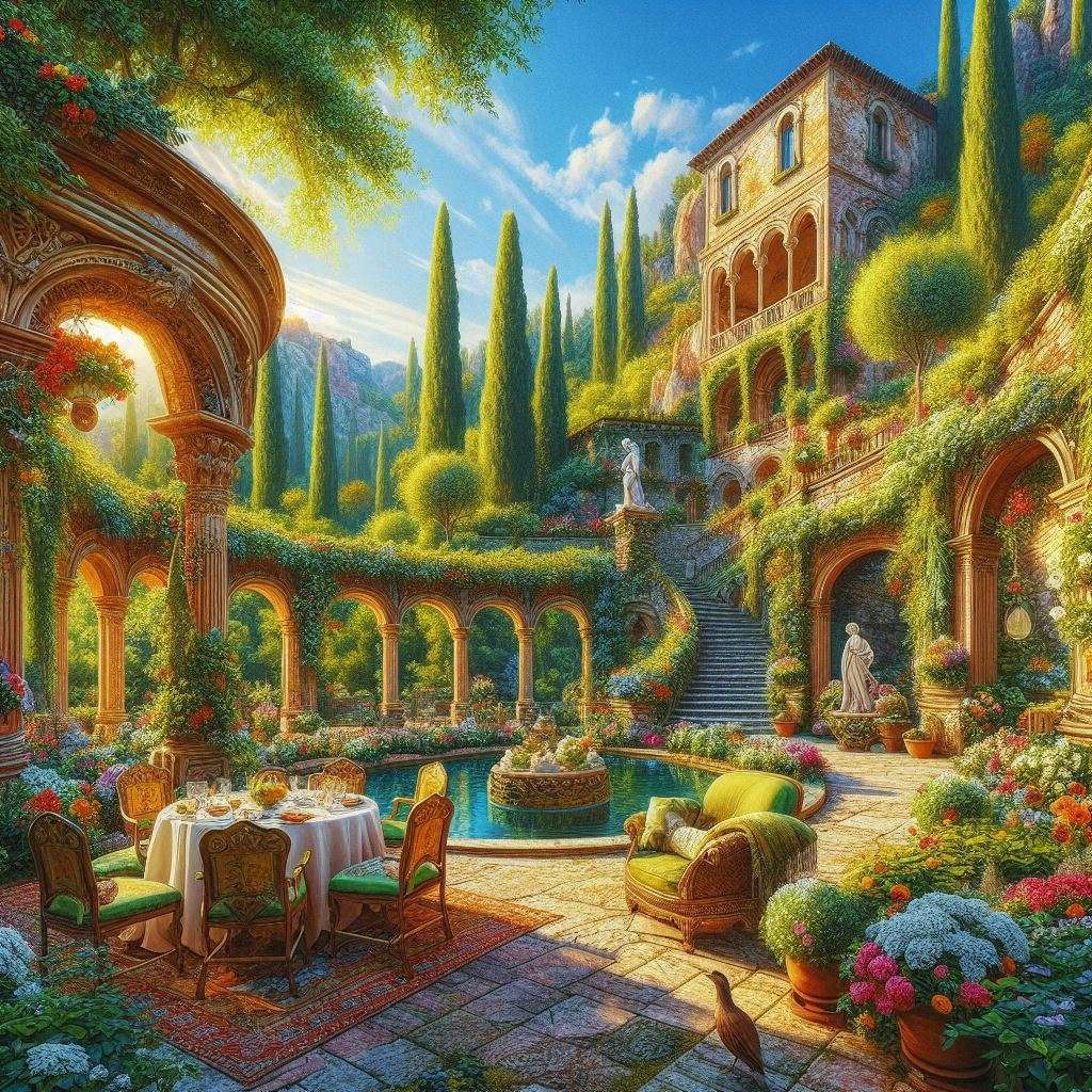 Une belle oasis de jardin au cœur de la Toscane puzzle en ligne