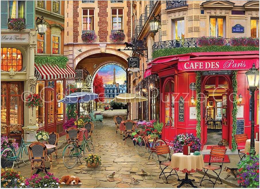 Eine Straße mit einem Café in Paris Online-Puzzle