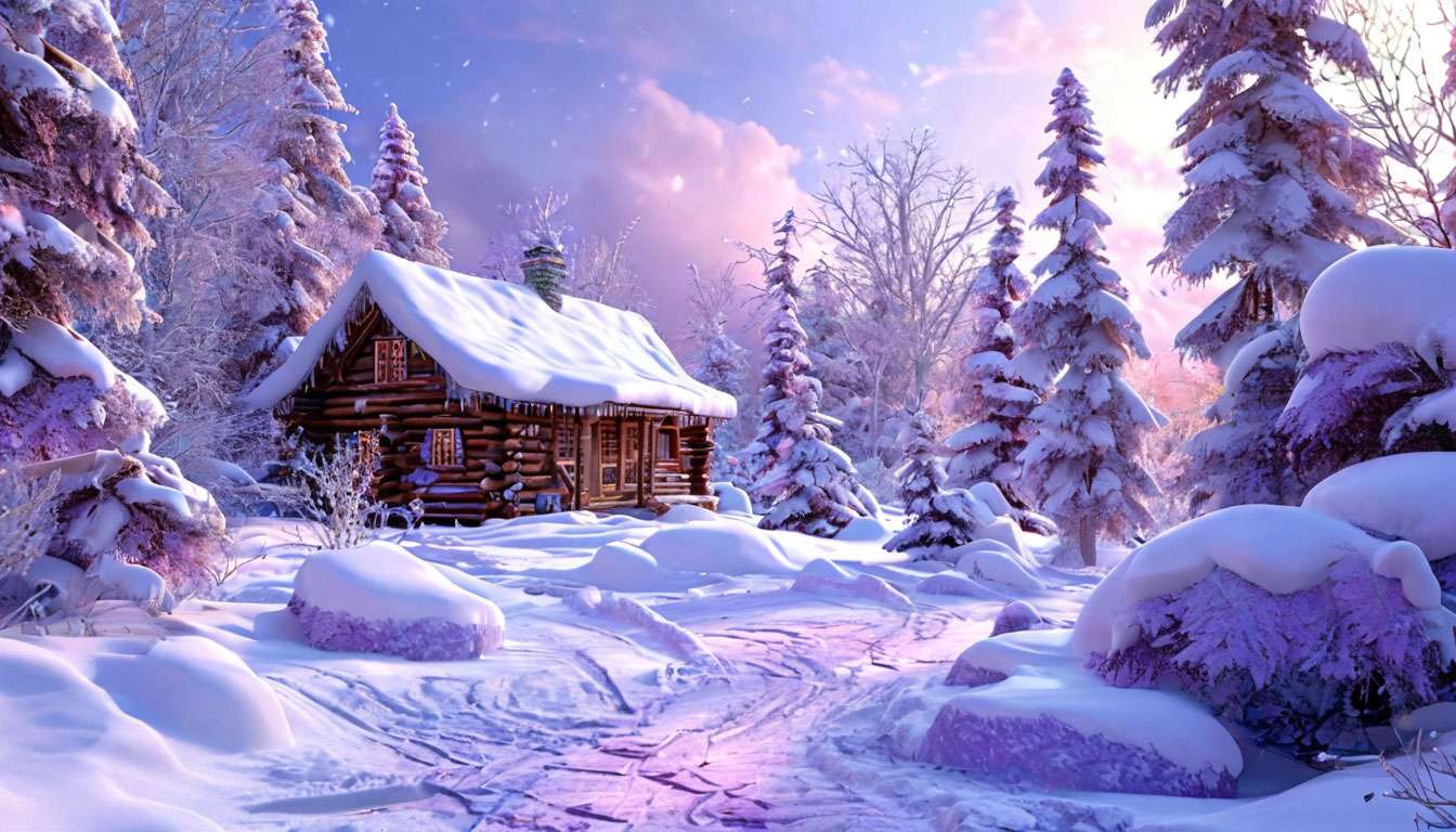 Chalet en hiver puzzle en ligne