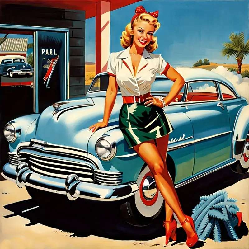 pin-up girl - vintage bild Pussel online