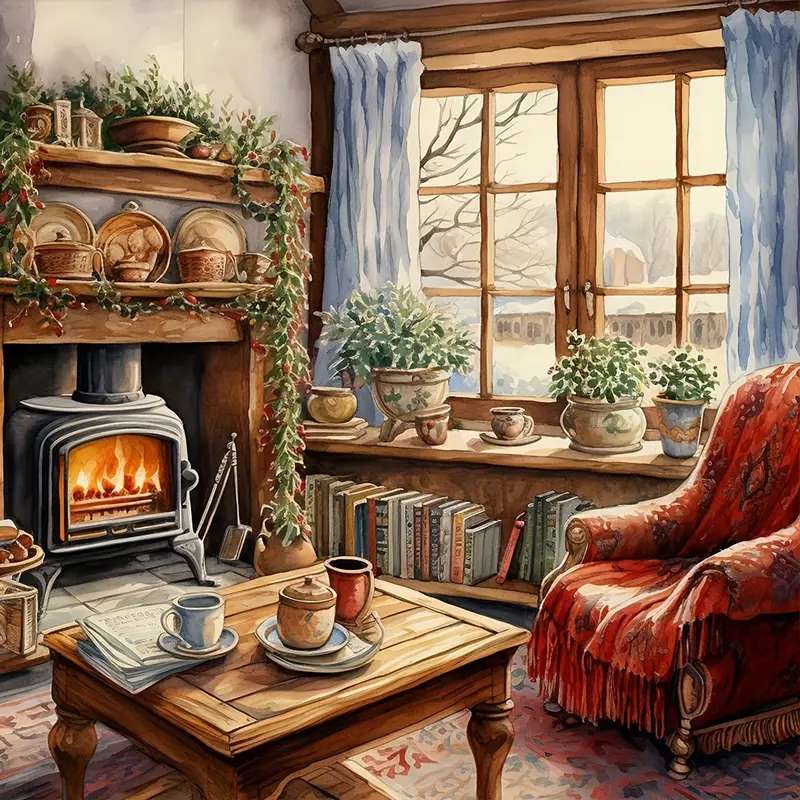 a cozy corner by the fireplace jigsaw puzzle online