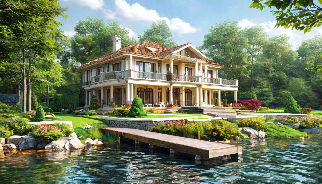 Villa en el lago rompecabezas en línea