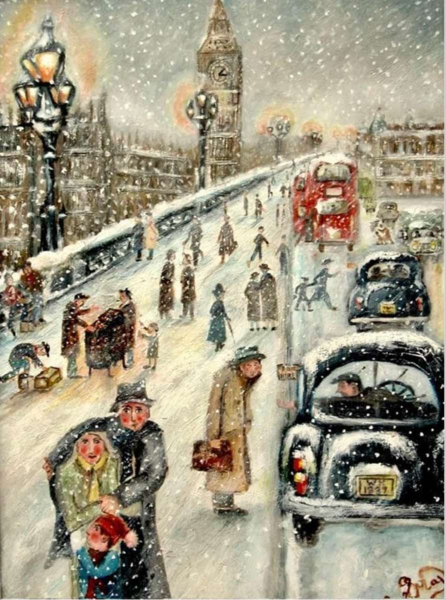 Πίνακας "Snow at Westminster Bridge". online παζλ