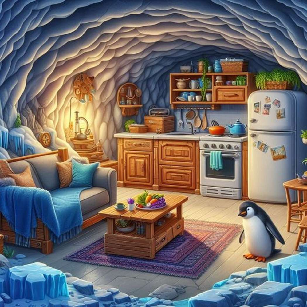 Camera de zi/bucătărie într-un iglu puzzle online