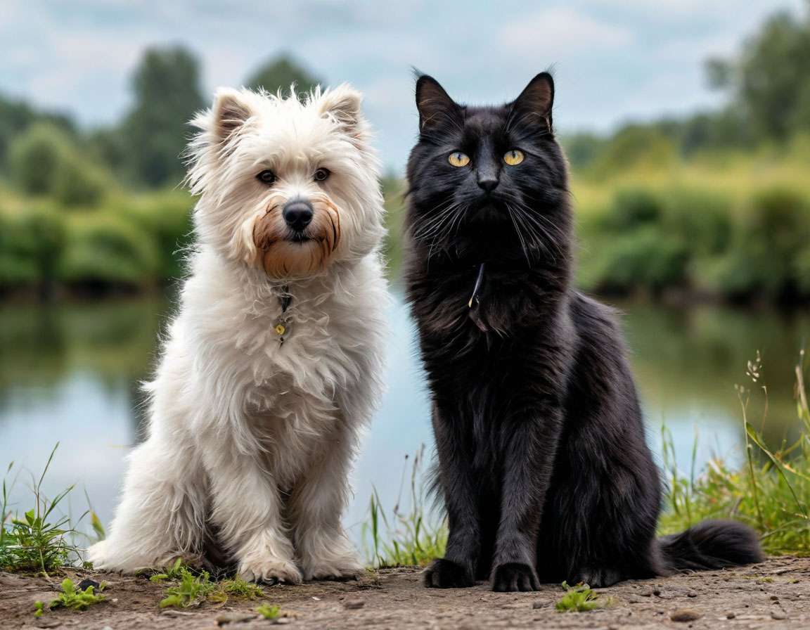 Gato e cachorro quebra-cabeças online