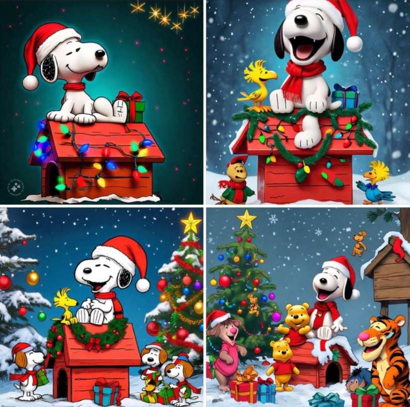 Snoopy genießt Weihnachtsfreude Puzzlespiel online