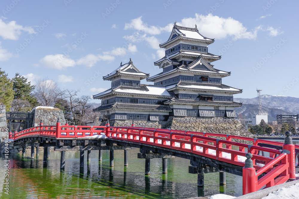 Castelul Matsumoto iarna Japonia puzzle online