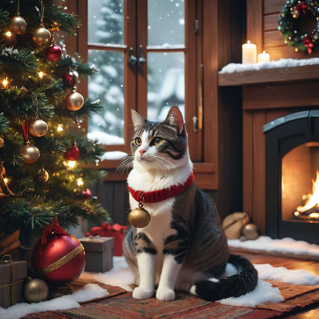 Gato de Natal quebra-cabeças online