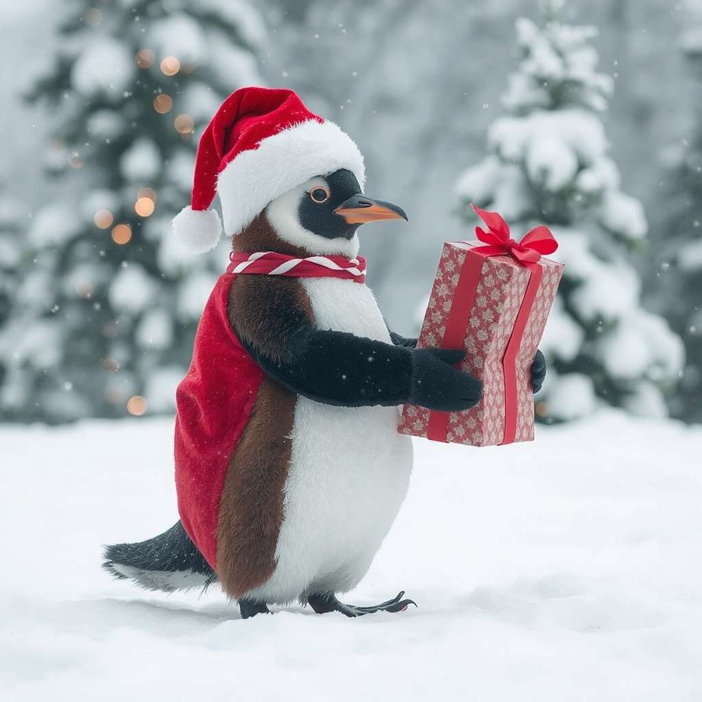 Penguin and Gift jigsaw puzzle online