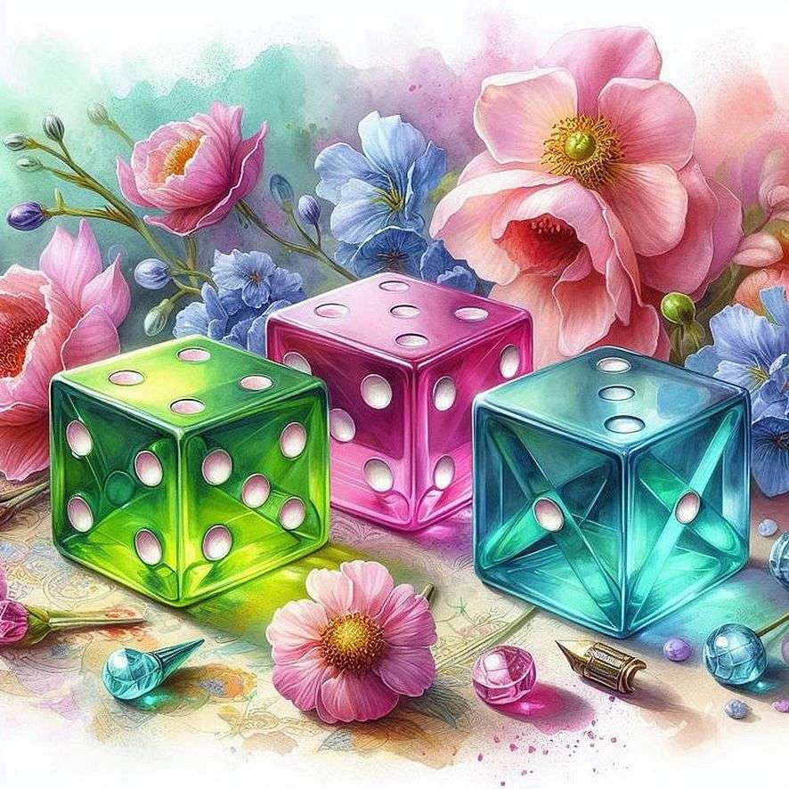 Dés et fleurs puzzle en ligne