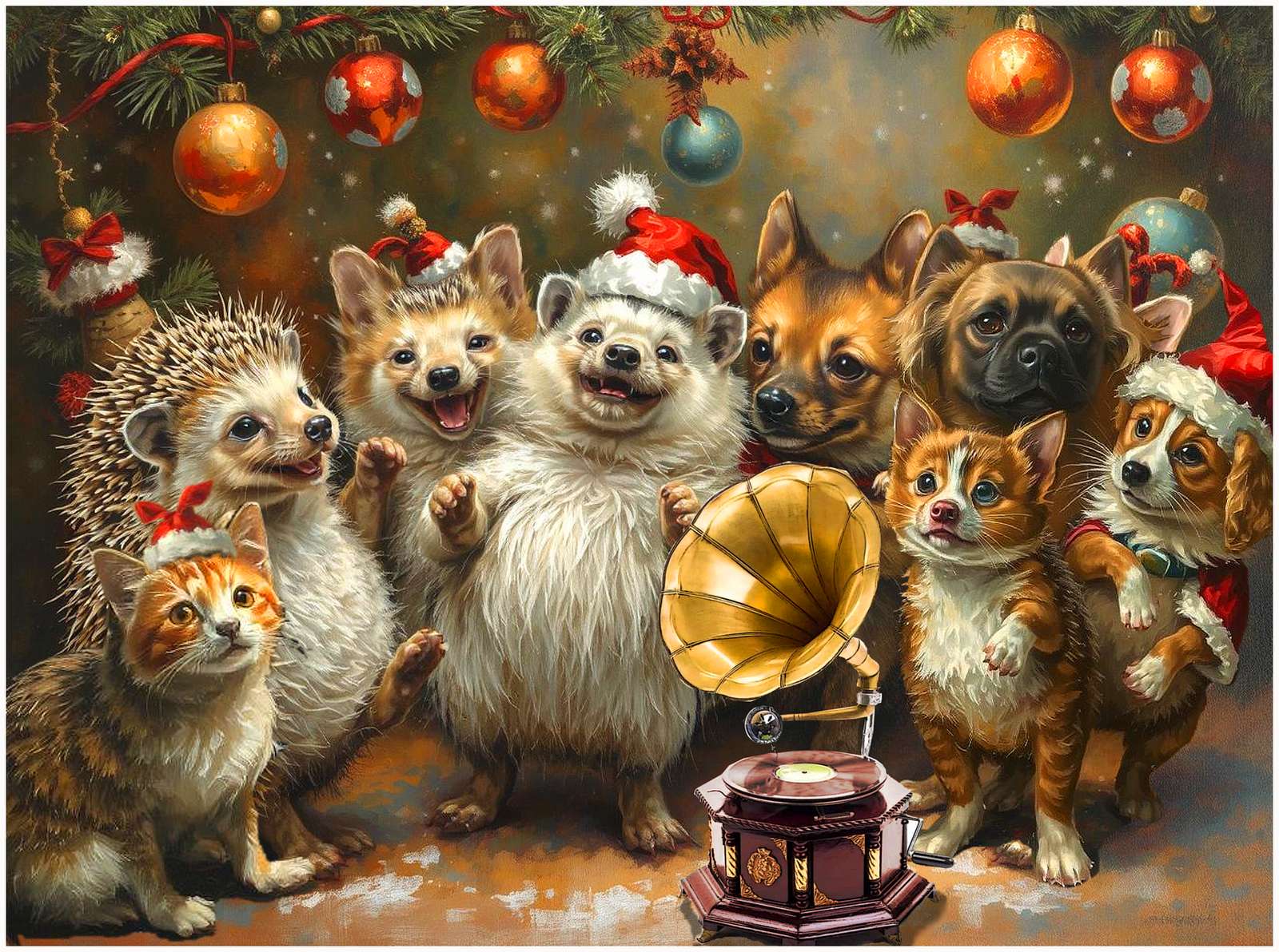 Natale d'altri tempi al rifugio per animali. puzzle online