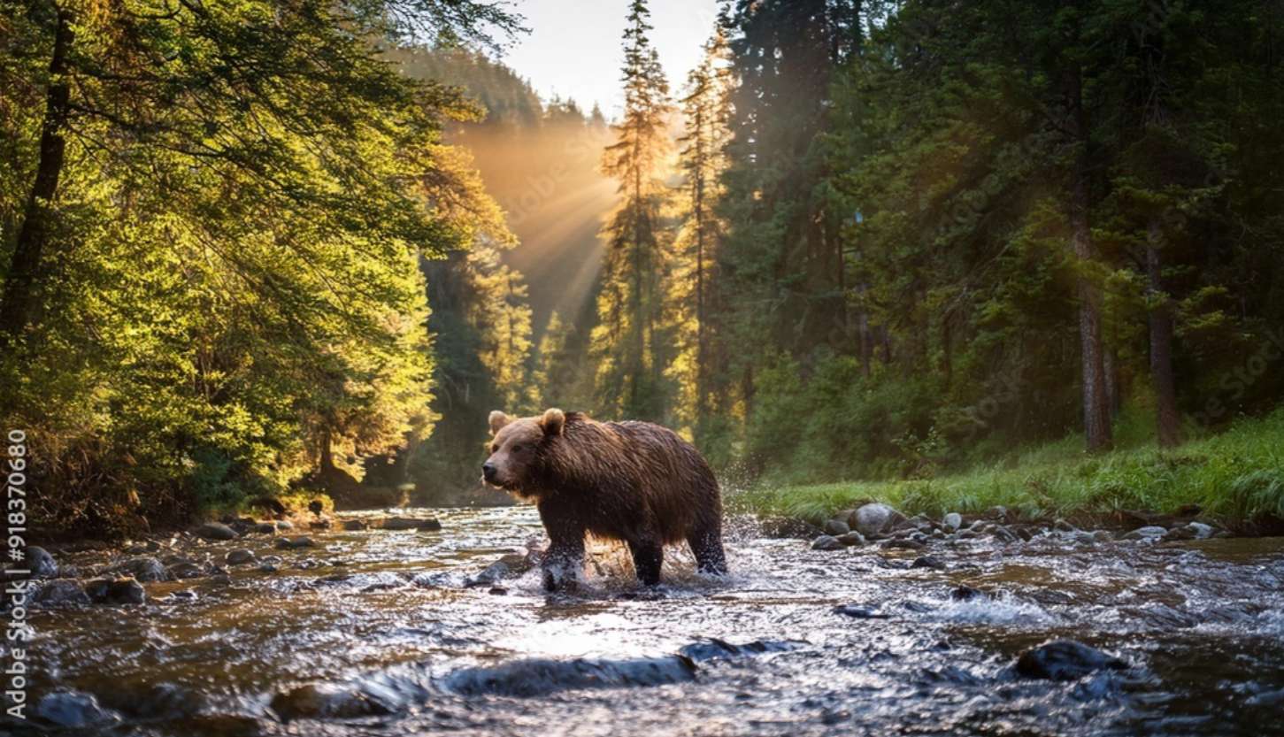 Медведь на воде пазл онлайн