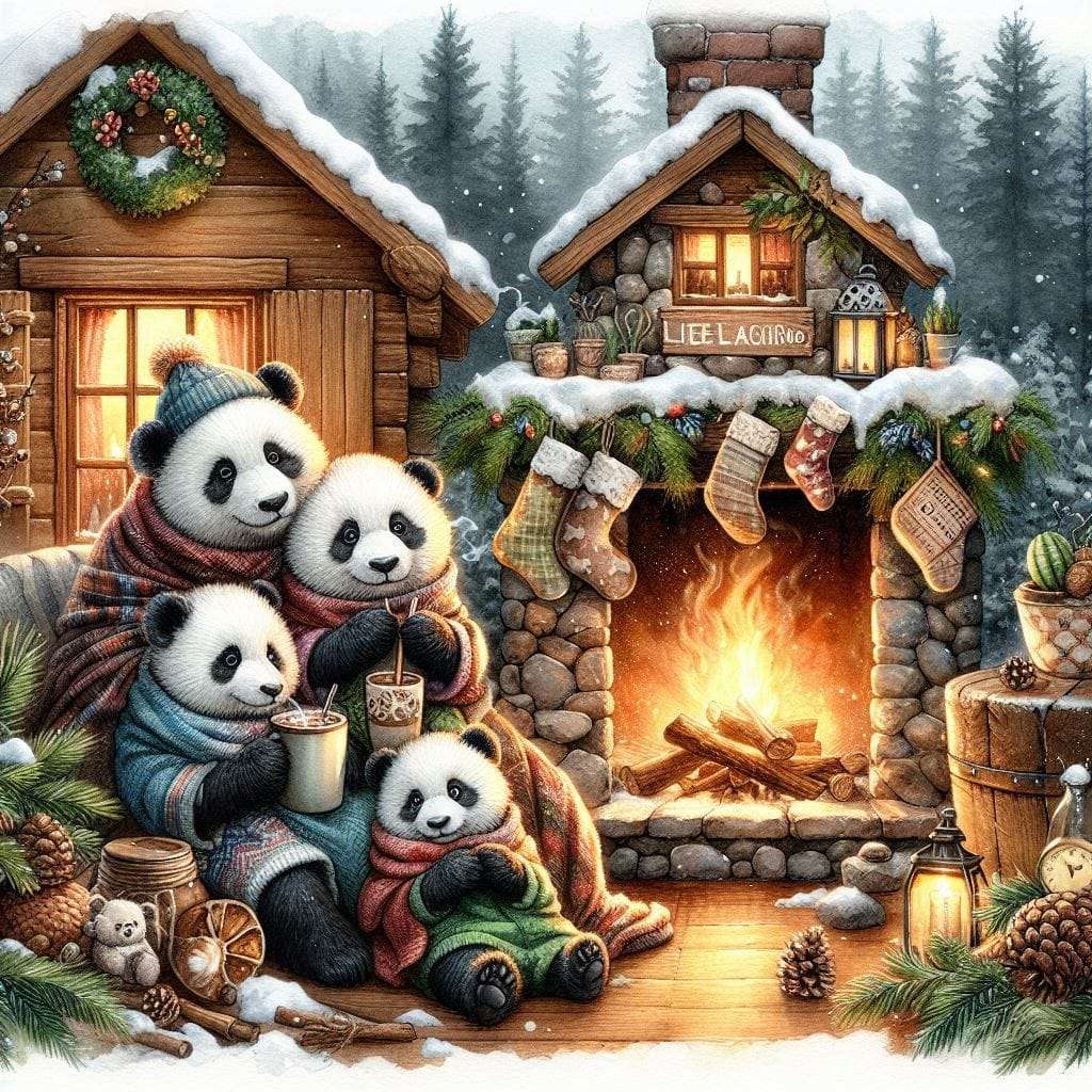 Panda en Navidad rompecabezas en línea