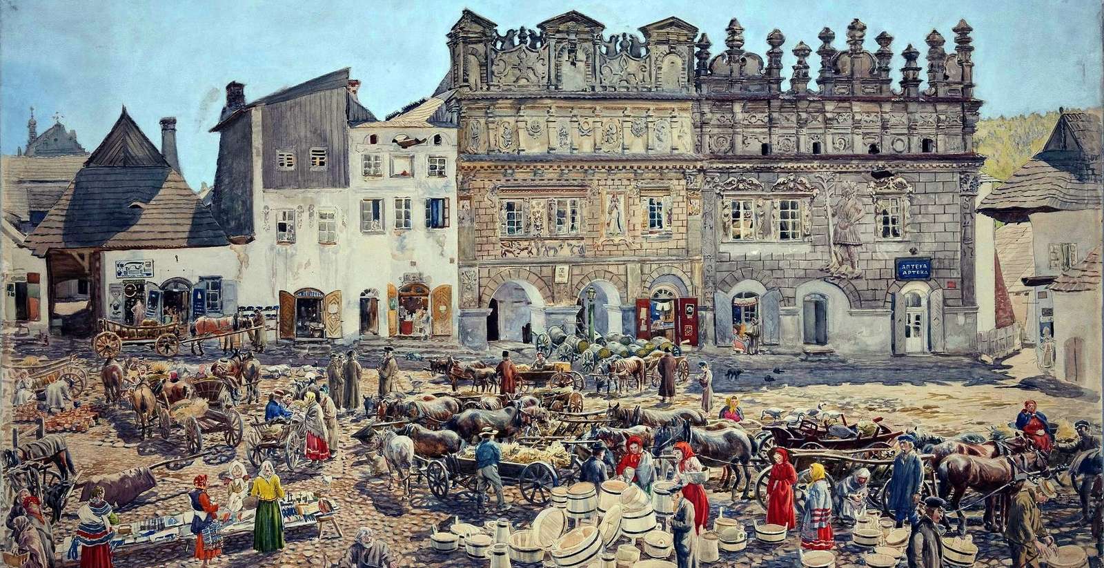 La plaza del mercado de Kazimierz por el pintor rompecabezas en línea