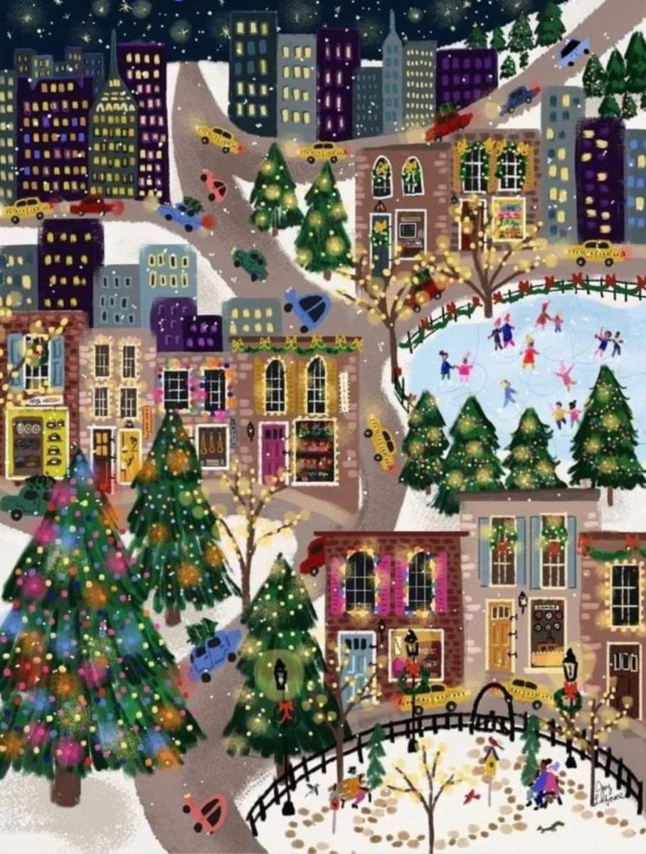 Kersttijd in de stad. legpuzzel online