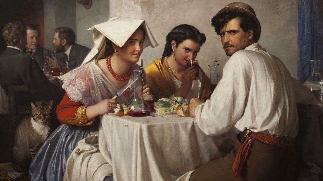 Gente en el restaurante. Pintura de Carl Bloch rompecabezas en línea