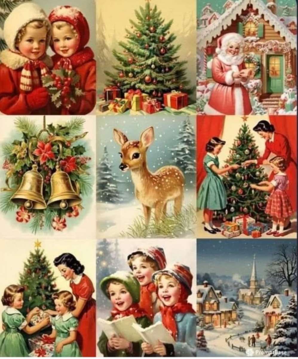 Uma colagem vintage de Natal quebra-cabeças online