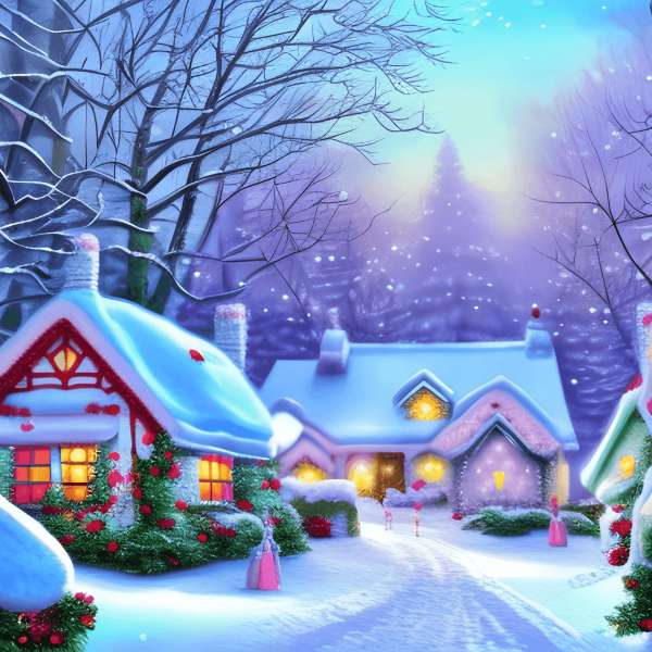 Case coperte di neve a Natale puzzle online