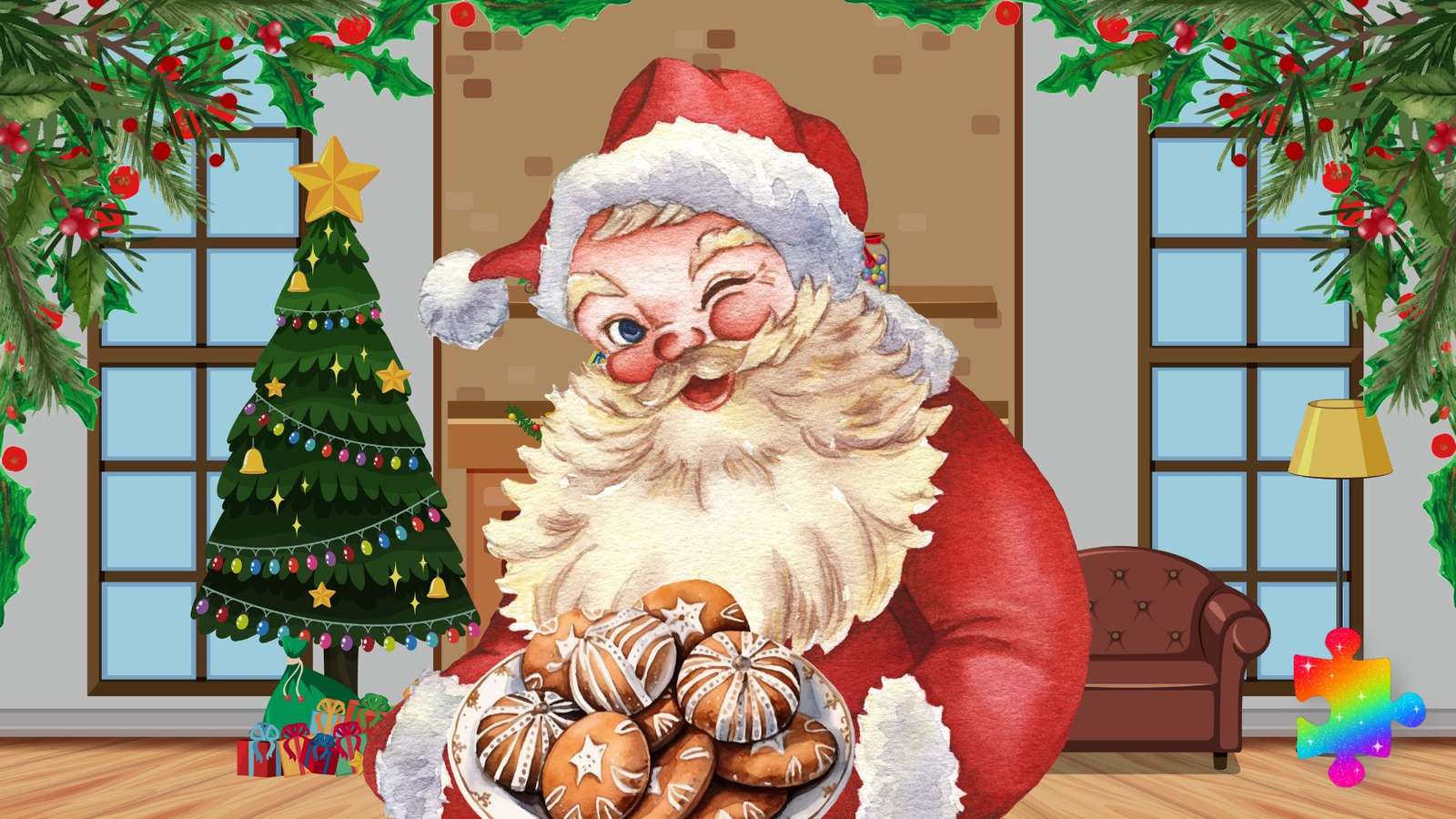 Papá Noel y las galletas rompecabezas en línea