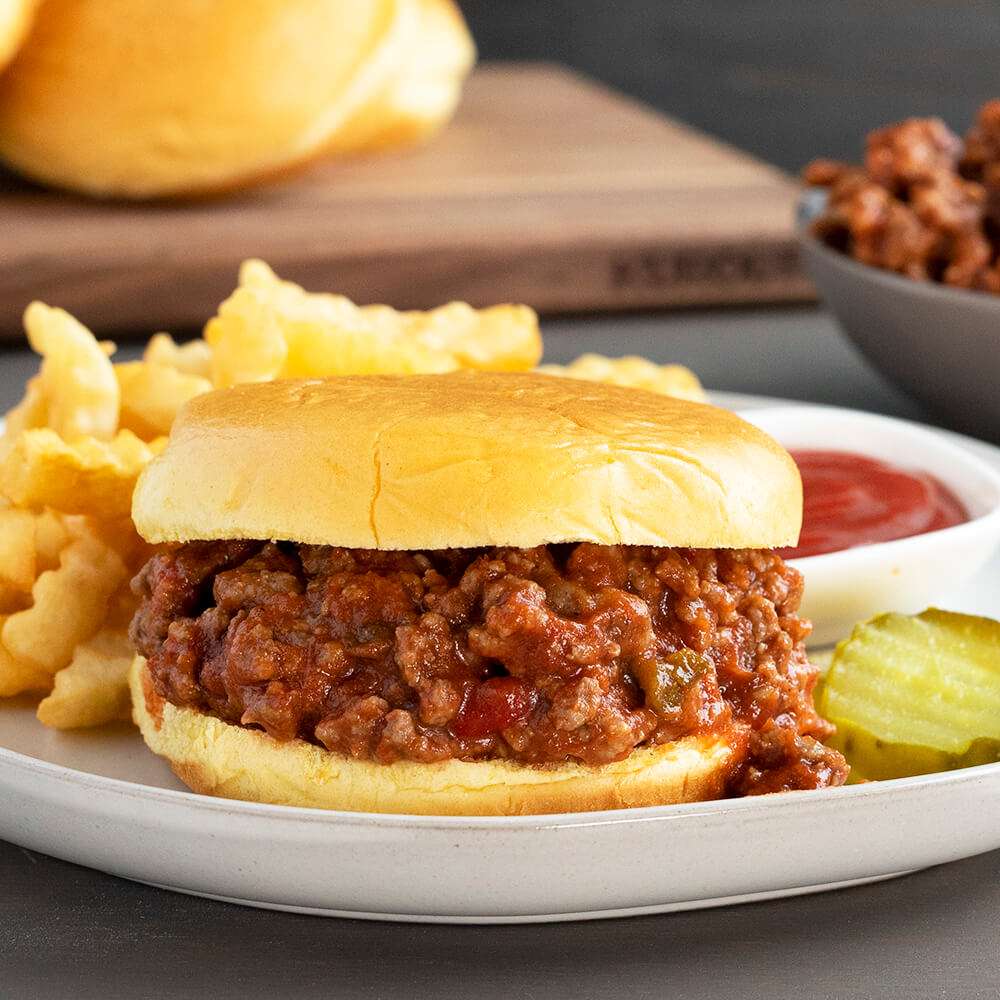 Sanduíche Sloppy Joe com batatas fritas quebra-cabeças online