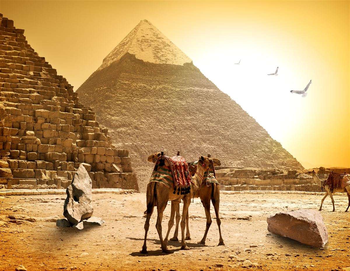 Site antique des pyramides de Gizeh en Égypte puzzle en ligne