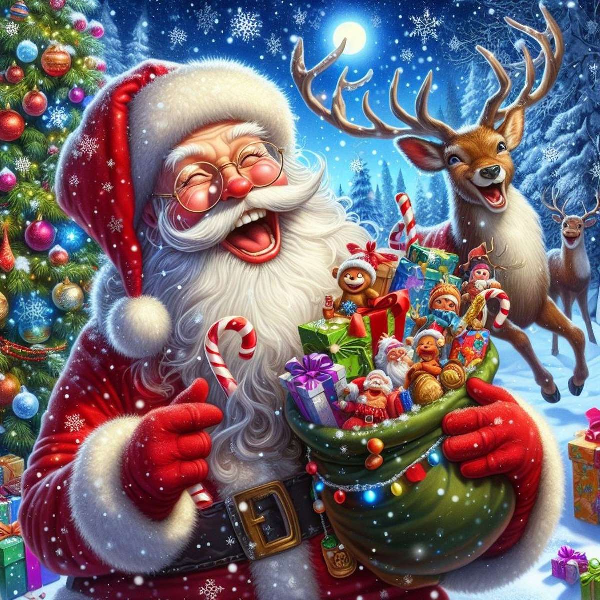 Santa Claus rozdává dárky online puzzle