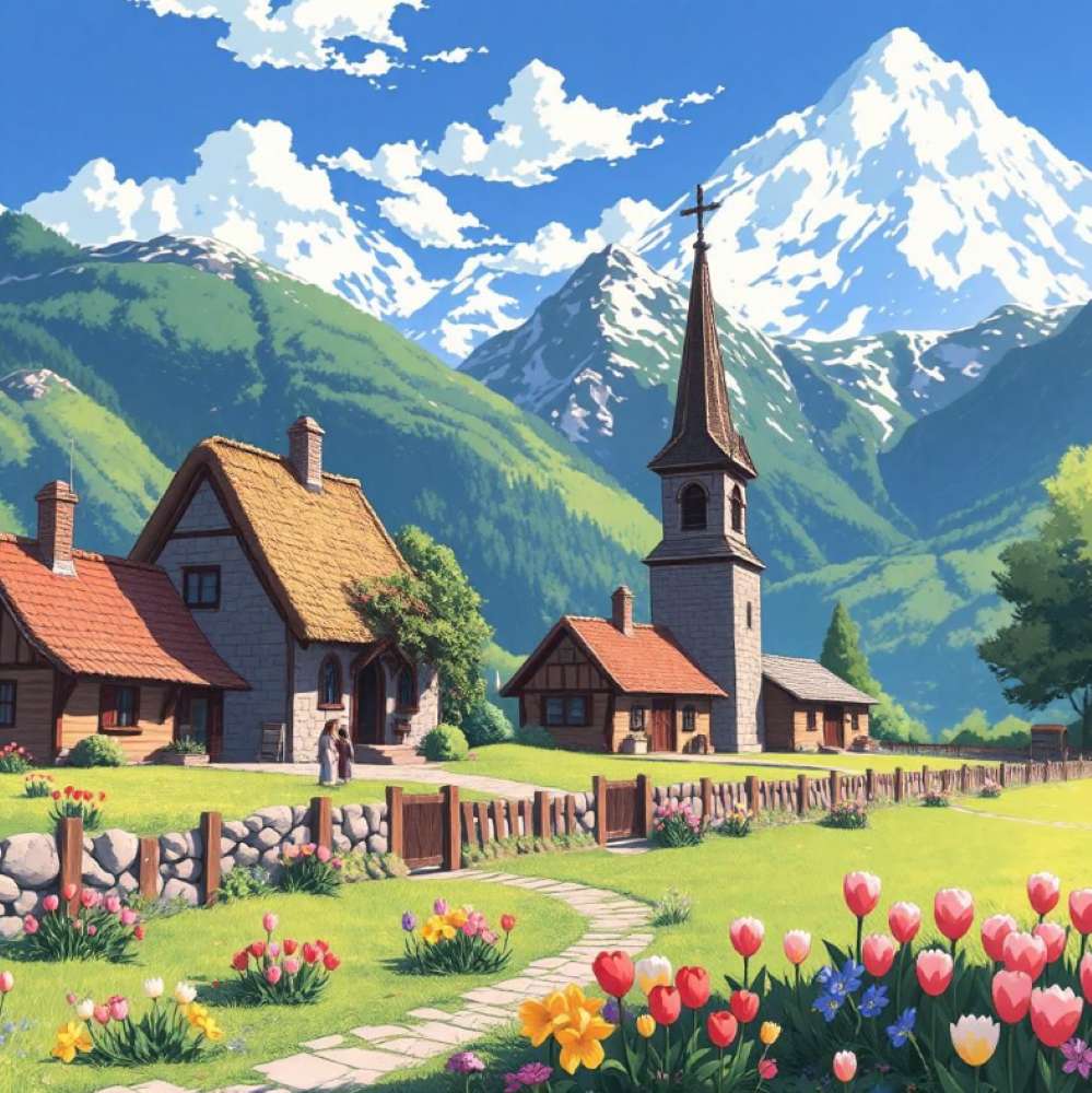 Village de montagne puzzle en ligne