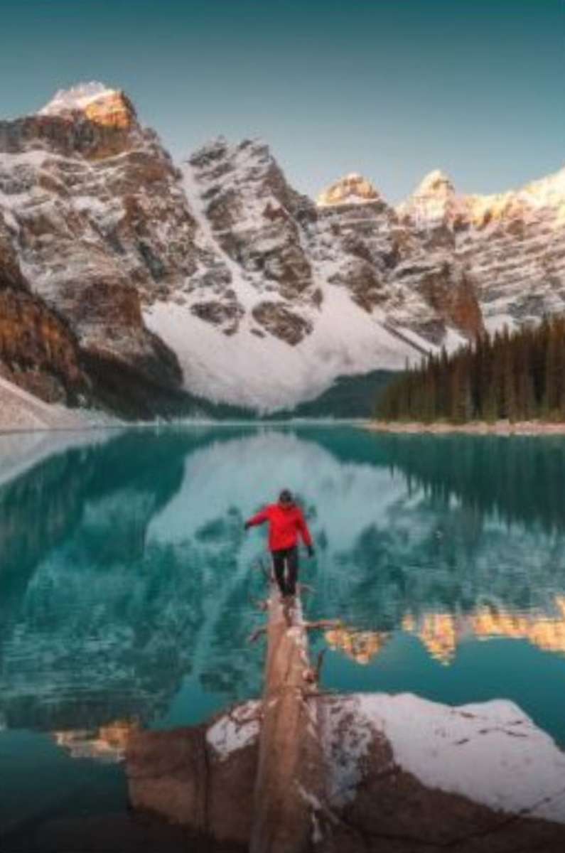 Lago Moraine no inverno Canadá quebra-cabeças online