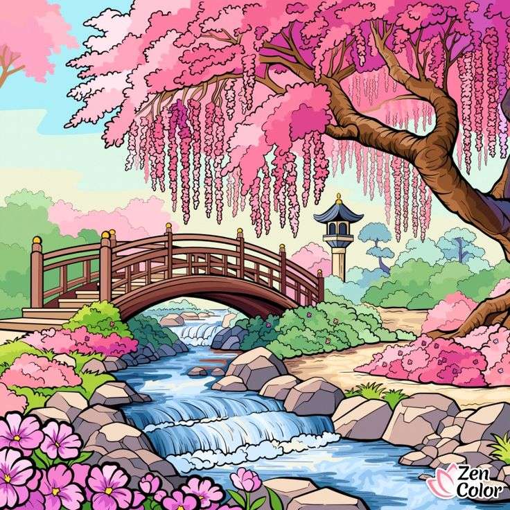 Desenho de jardim japonês puzzle online