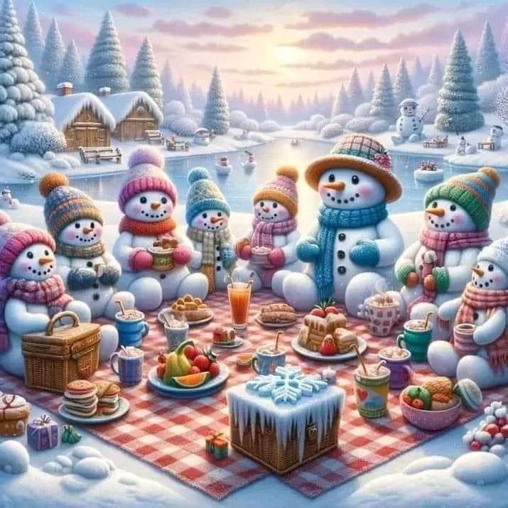 Snowmans picnic jigsaw puzzle online