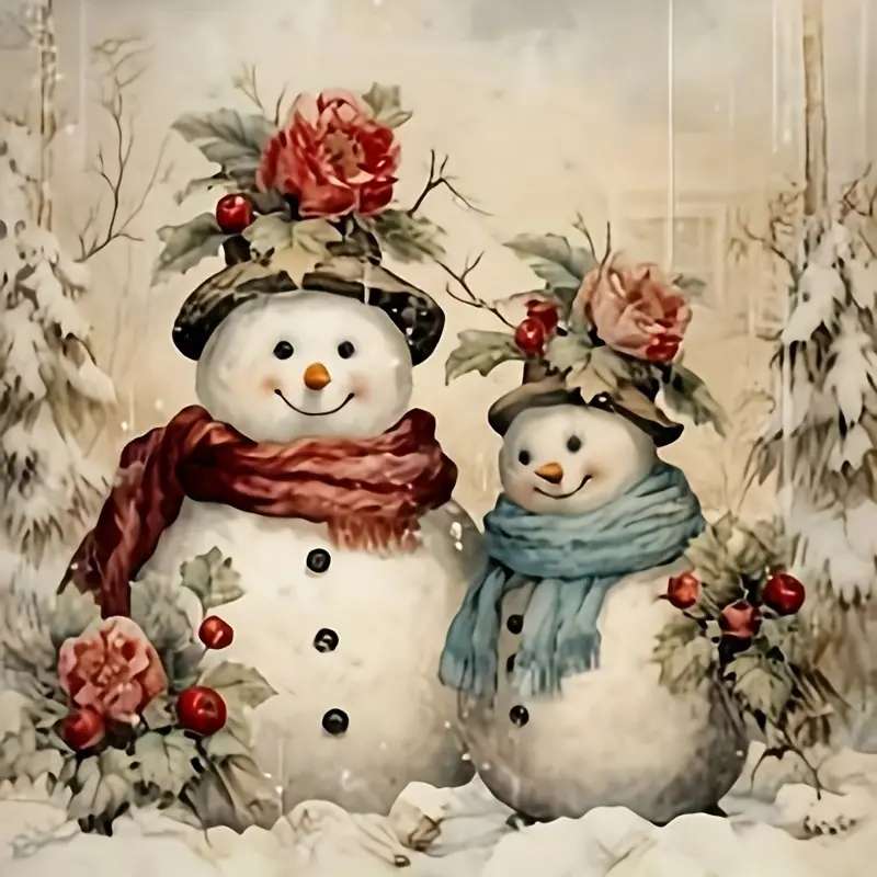 deux bonhommes de neige joyeux puzzle en ligne