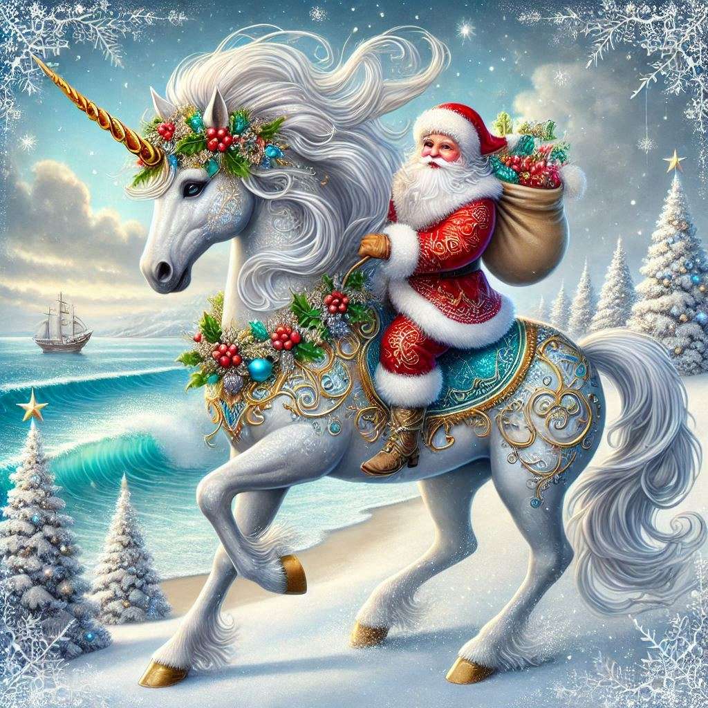 Unicorn magic de Crăciun jigsaw puzzle online