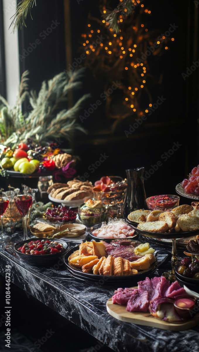 Buffet de comida de Nochevieja rompecabezas en línea