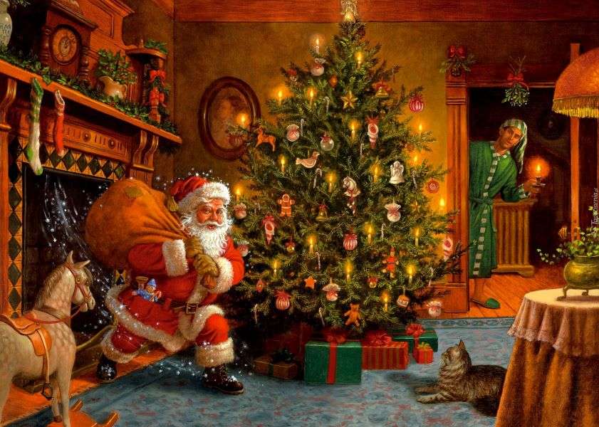 Kerstman met cadeautjes legpuzzel online