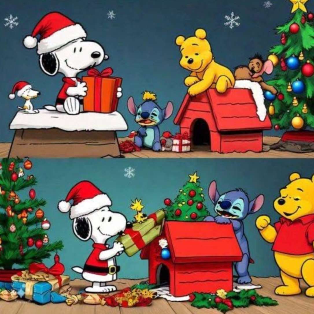 Snoopy și Pooh schimbă cadouri puzzle online