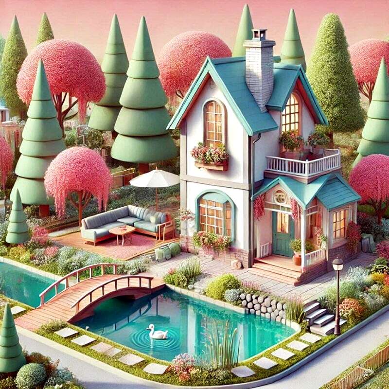 Casa con piscina puzzle online