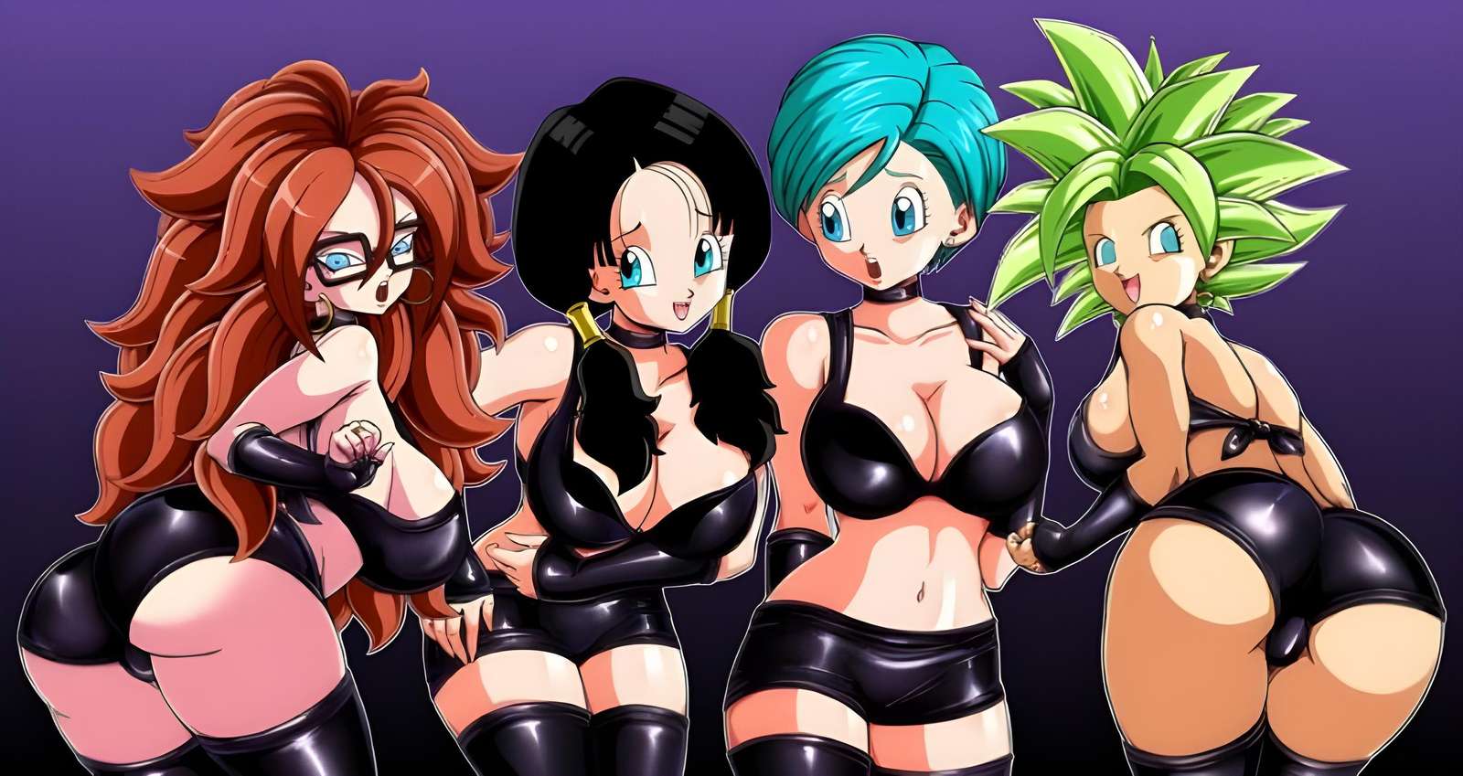 A-21, Videl, Bulma en Caulifla. online puzzel