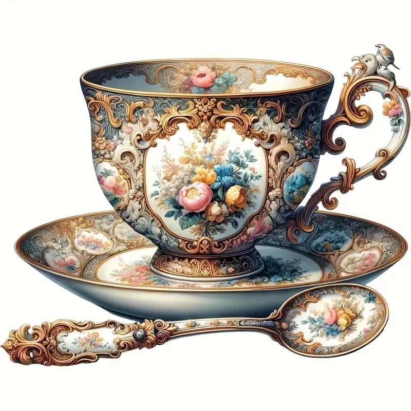 taza de porcelana con cuchara rompecabezas en línea